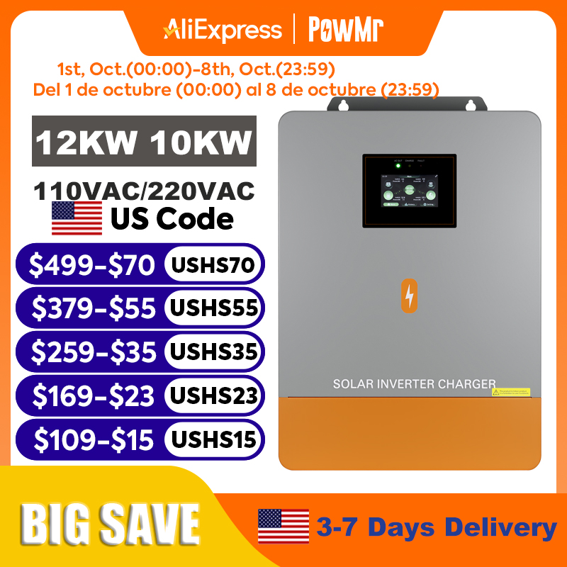 Split Phase Inverter 10Kw 110V 220V - PowMr 12KW 10KW Split-Phase Omvormer 110V