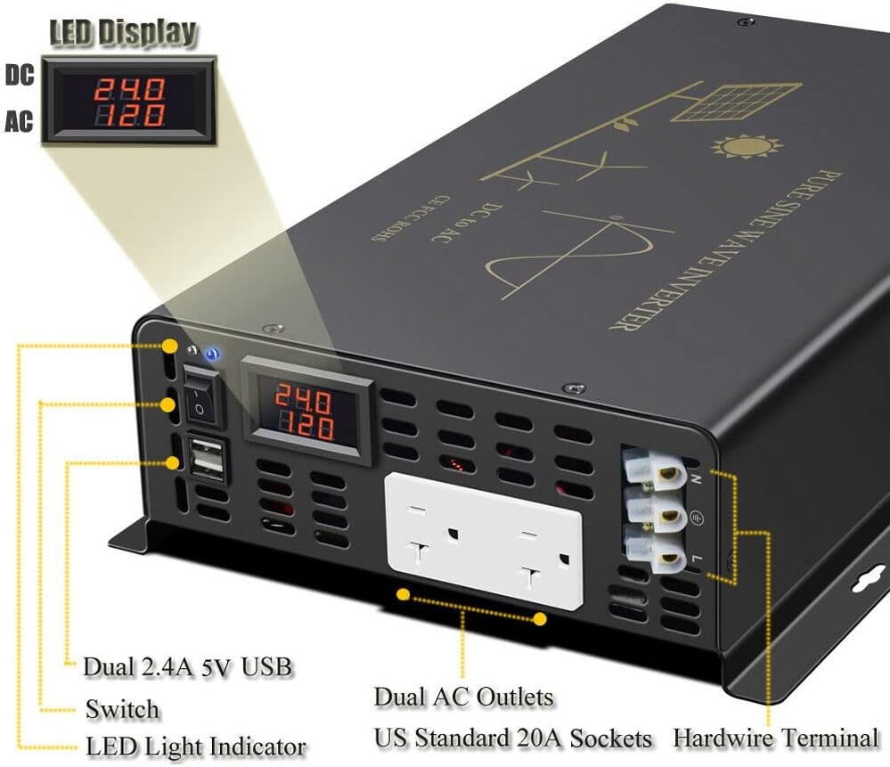 3000W Pure Sinusgolf Zonne-ene - Inverter Pure Sine Wave 60Hz 120V 3000W recensie en prijs